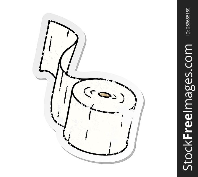Distressed Sticker Cartoon Doodle Of A Toilet Roll
