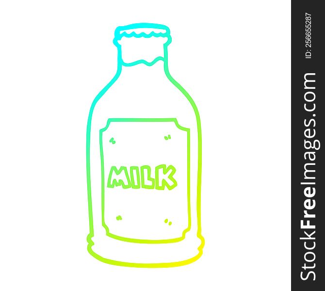 cold gradient line drawing of a cartoon milk bottle