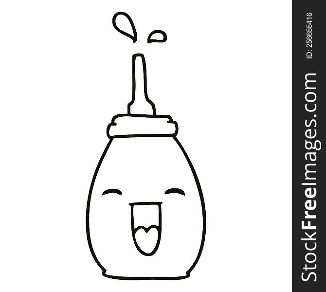 line drawing quirky cartoon happy red sauce. line drawing quirky cartoon happy red sauce