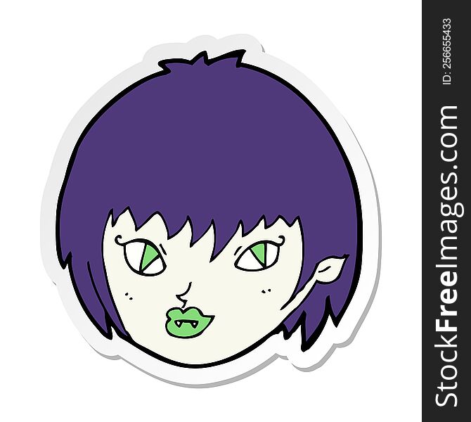 sticker of a cartoon vampire girl face