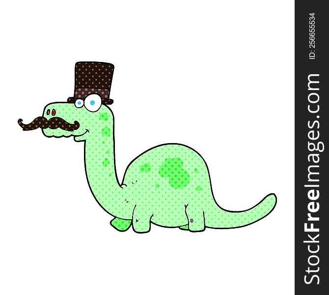 freehand drawn cartoon posh dinosaur