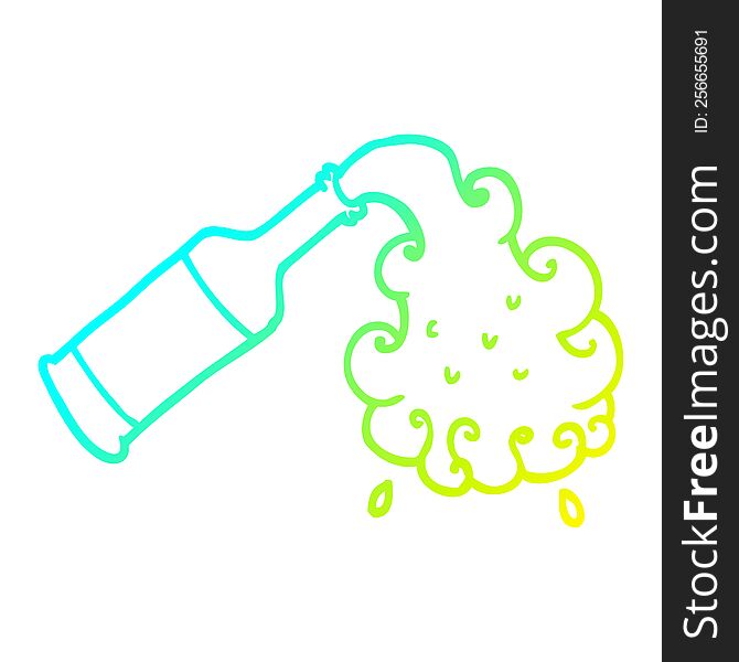 cold gradient line drawing of a cartoon beer pouring