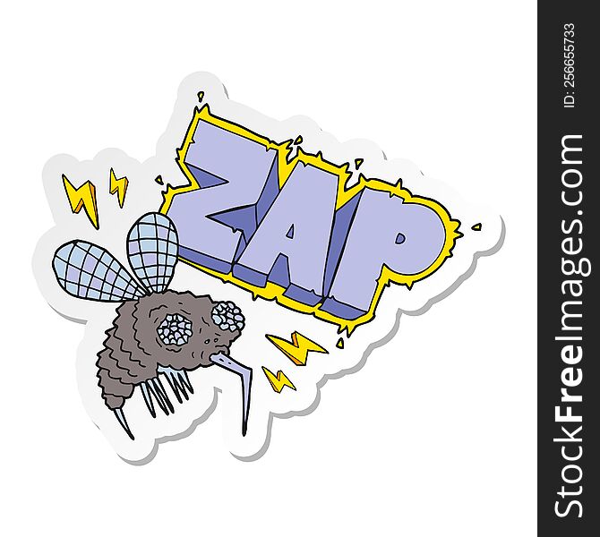 sticker of a cartoon fly zapped