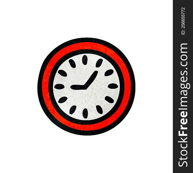 retro grunge texture cartoon of a wall clock