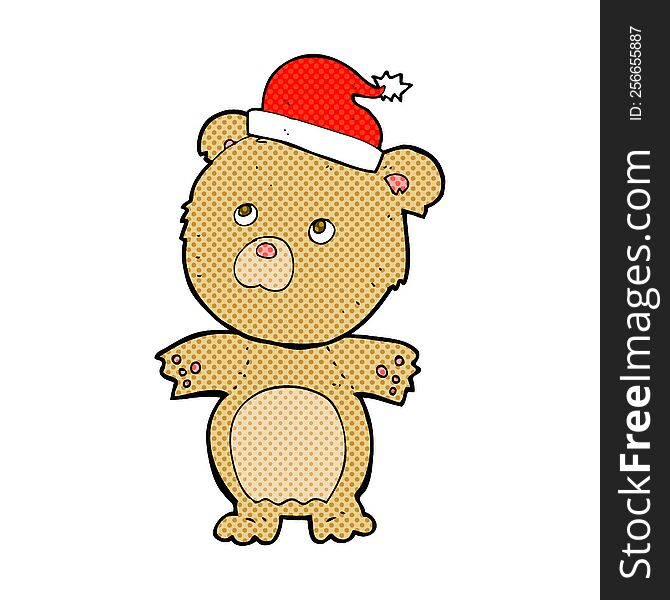 Cartoon Bear In Christmas Hat