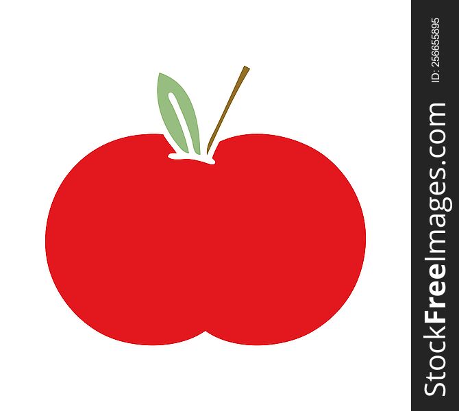 flat color retro cartoon of a red apple