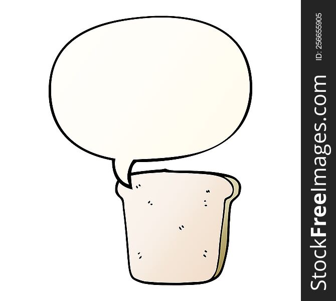 Cartoon Slice Of Bread And Speech Bubble In Smooth Gradient Style