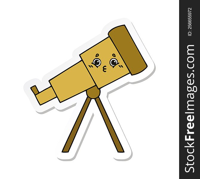 Sticker Of A Cute Cartoon Telescope