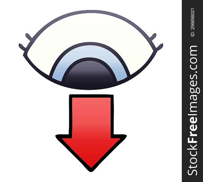 gradient shaded cartoon of a eye pointing down