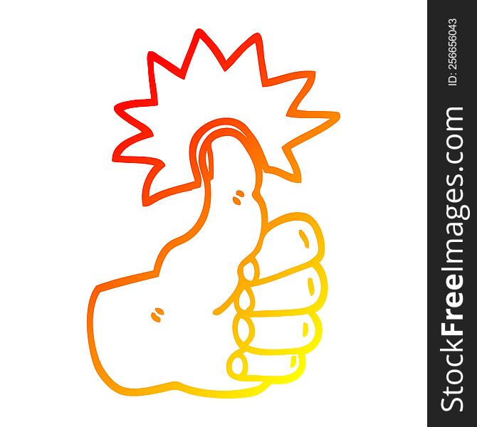 Warm Gradient Line Drawing Cartoon Thumbs Up Symbol