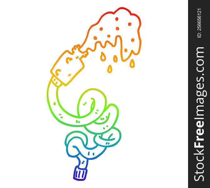 rainbow gradient line drawing of a cartoon hosepipe