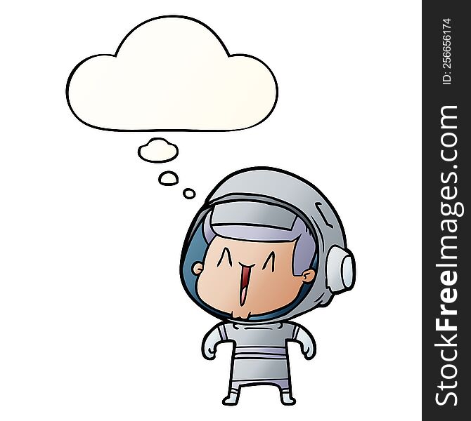 cartoon astronaut man with thought bubble in smooth gradient style
