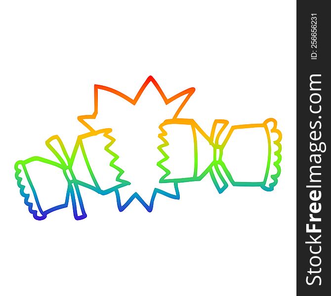 Rainbow Gradient Line Drawing Cartoon Exploding Cracker