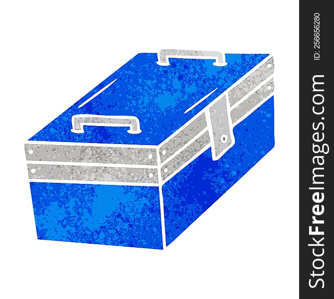 Retro Cartoon Doodle Of A Metal Tool Box