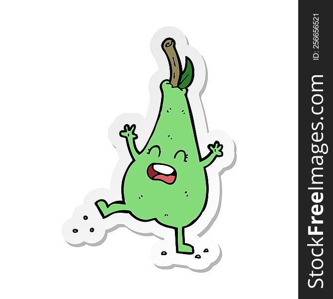 Sticker Of A Cartoon Happy Dancing Pear