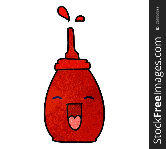 hand drawn quirky cartoon happy red sauce. hand drawn quirky cartoon happy red sauce