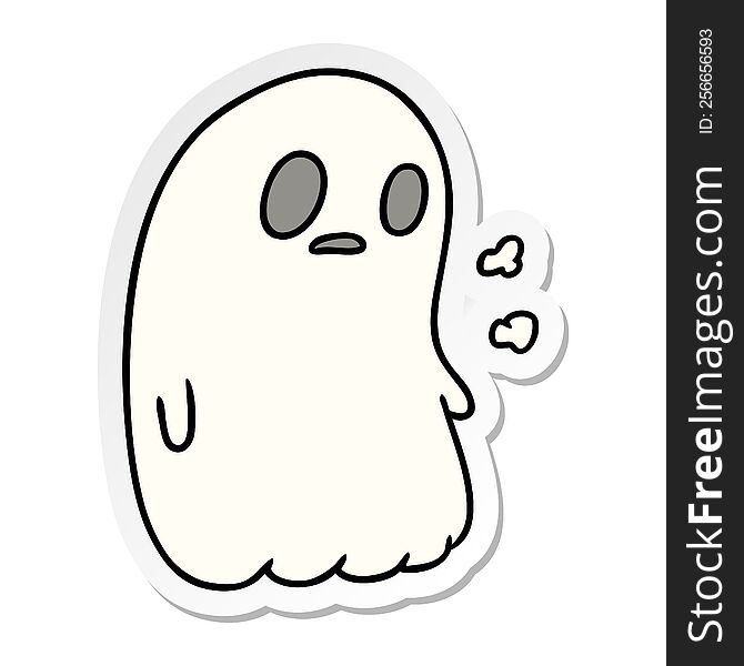 Sticker Cartoon Of A Kawaii Cute Ghost