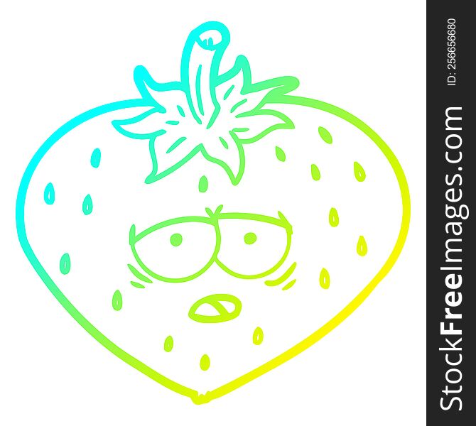 cold gradient line drawing of a cartoon strawberry