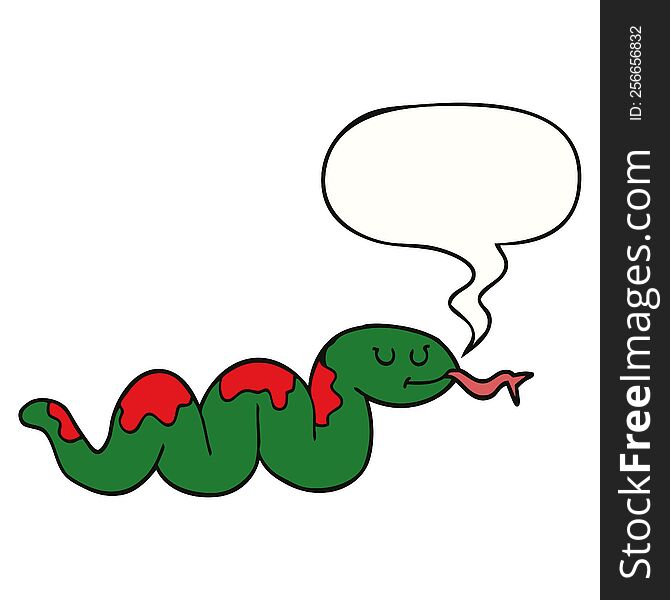 Cartoon Snake And Speech Bubble