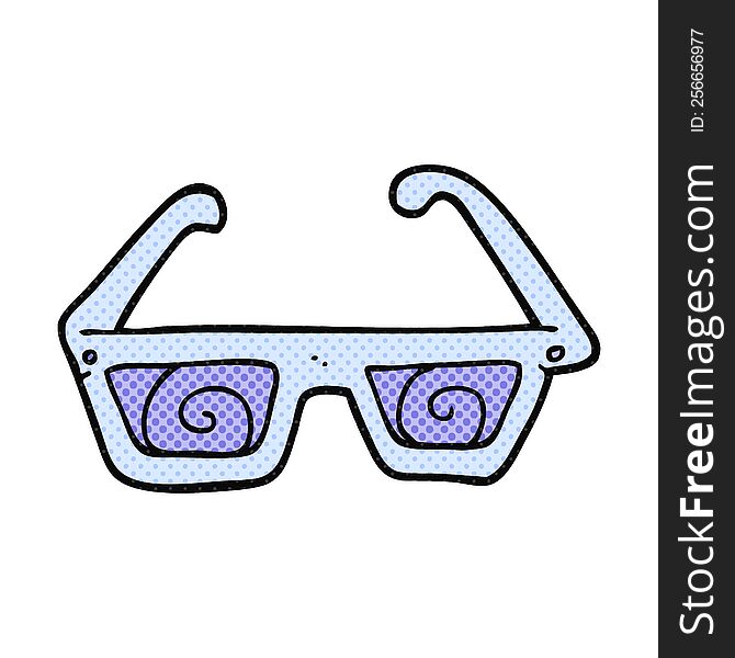 freehand drawn cartoon 3D glasses