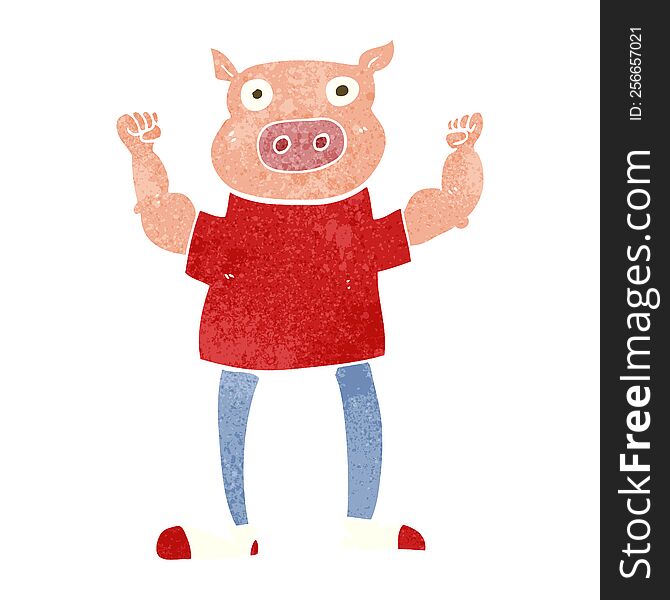 Retro Cartoon Pig Man