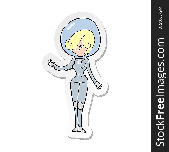 Sticker Of A Cartoon Space Woman