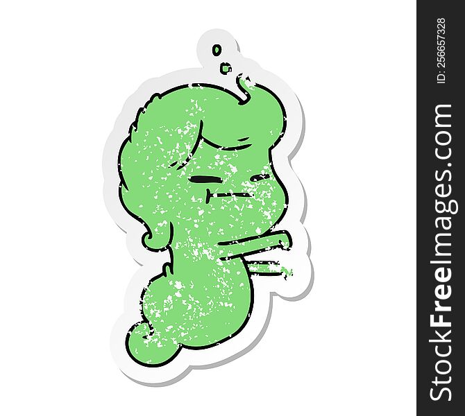 Distressed Sticker Cartoon Of Kawaii Scary Ghost