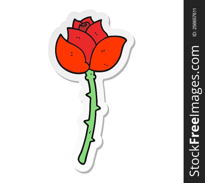 Sticker Of A Cartoon Rose