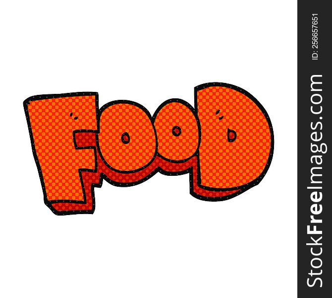 freehand drawn cartoon word food