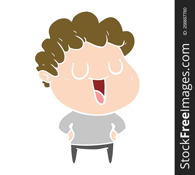 laughing flat color style cartoon man