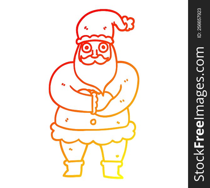 warm gradient line drawing of a cartoon father christmas