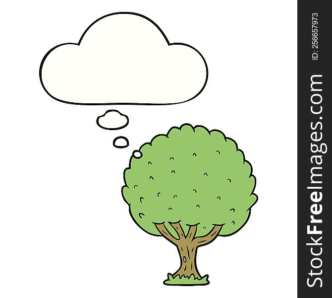 cartoon tree with thought bubble. cartoon tree with thought bubble