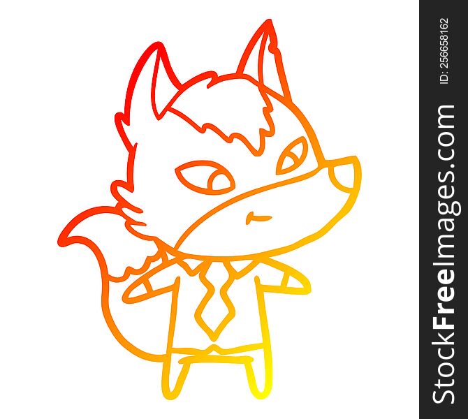 Warm Gradient Line Drawing Friendly Cartoon Wolf Manager