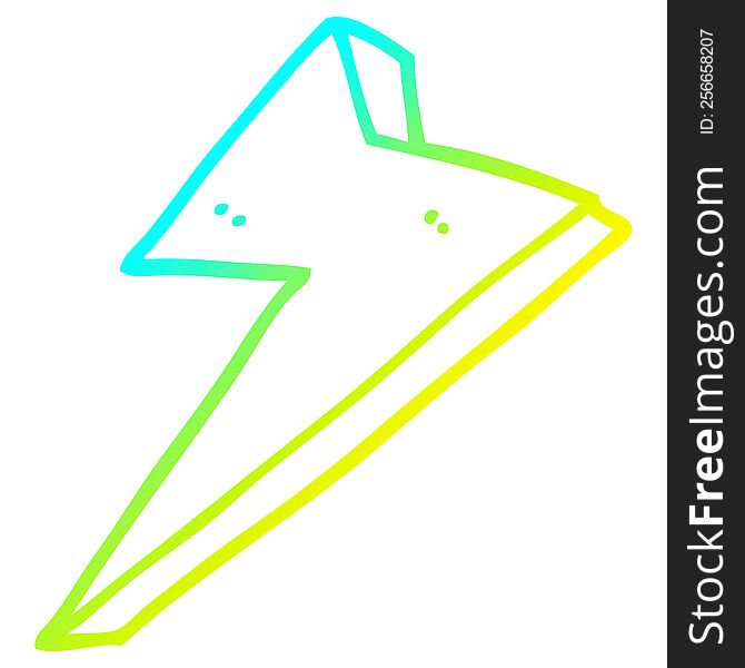cold gradient line drawing of a cartoon lightning