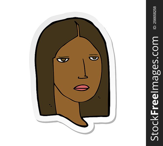 Sticker Of A Cartoon Serious Woman