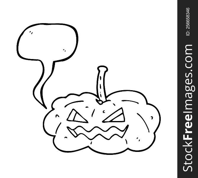 freehand drawn speech bubble cartoon halloween pumpkin