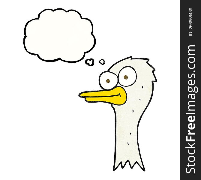 freehand drawn thought bubble textured cartoon ostrich head