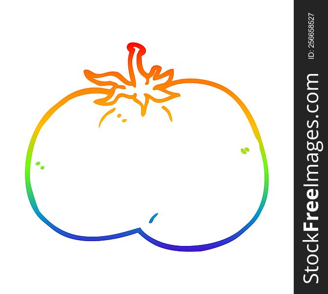 Rainbow Gradient Line Drawing Cartoon Tomato