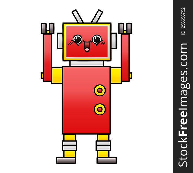 Gradient Shaded Cartoon Happy Robot
