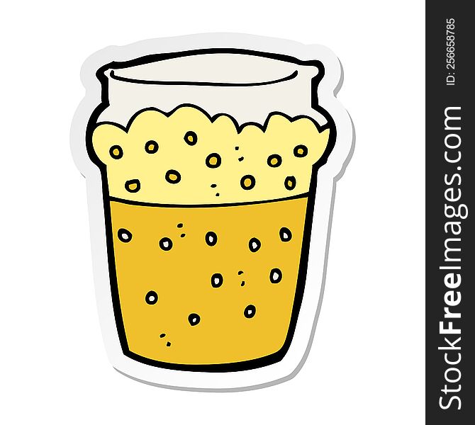 sticker of a cartoon glass of beer