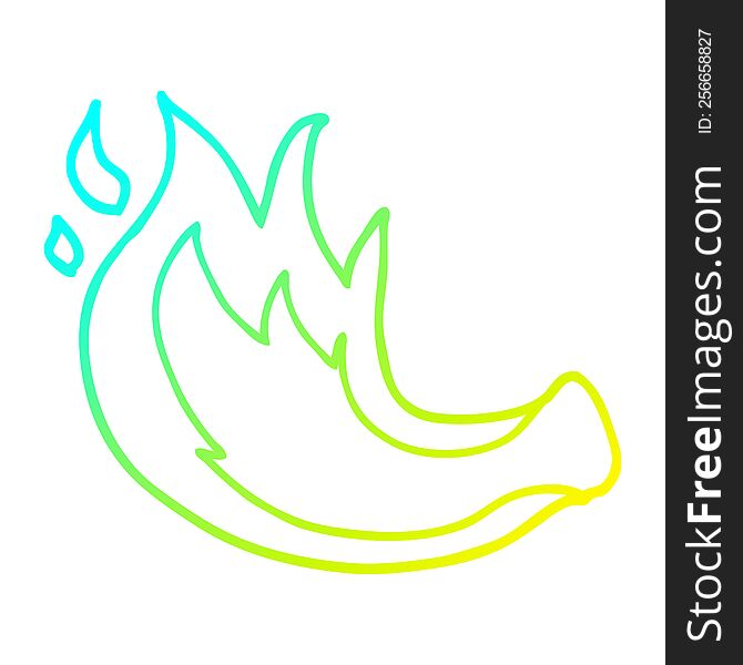 cold gradient line drawing of a cartoon gas flame
