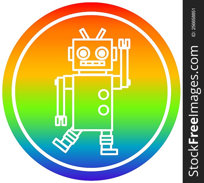 Dancing Robot Circular In Rainbow Spectrum