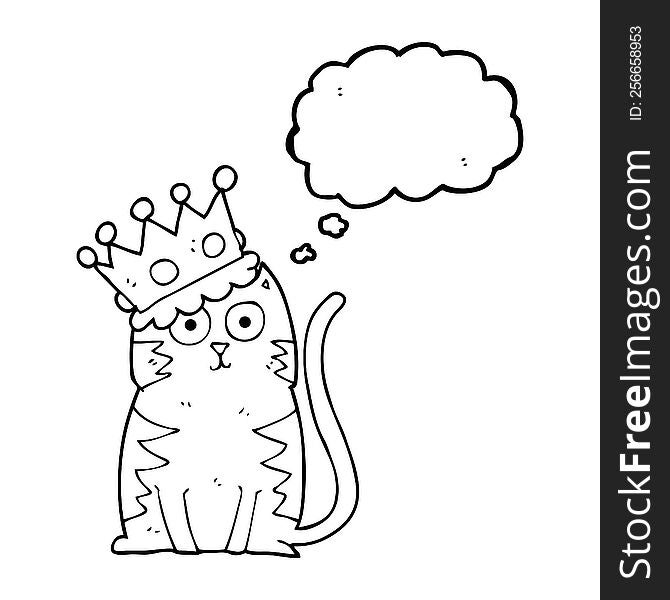 Thought Bubble Cartoon Cat With Crown