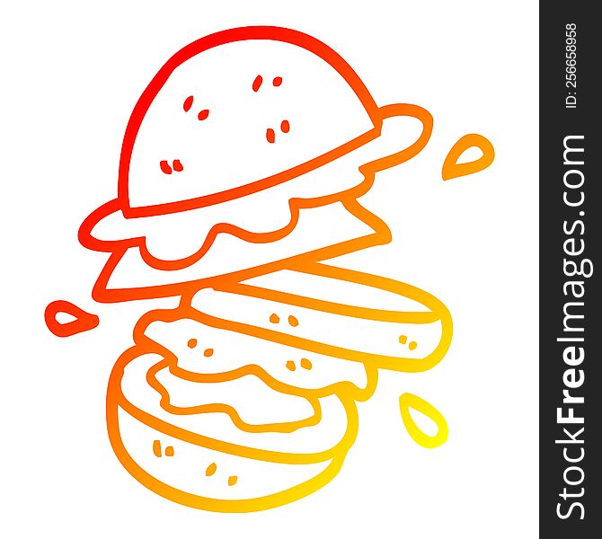 Warm Gradient Line Drawing Cartoon Burger