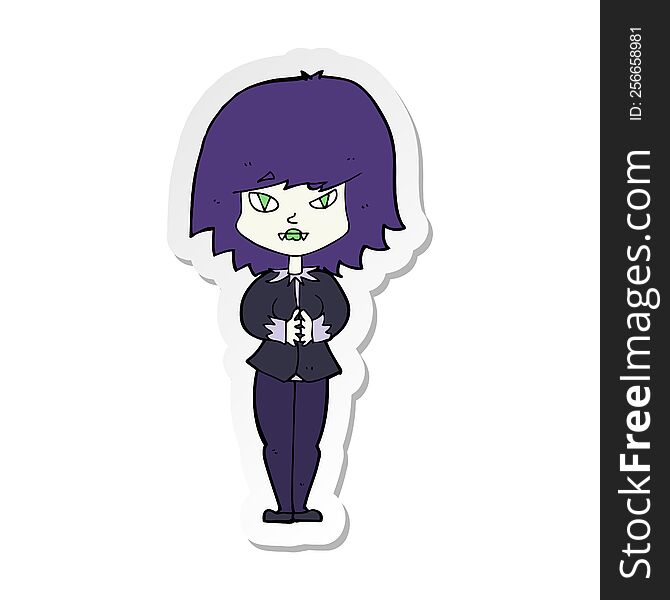 Sticker Of A Cartoon Vampire Woman