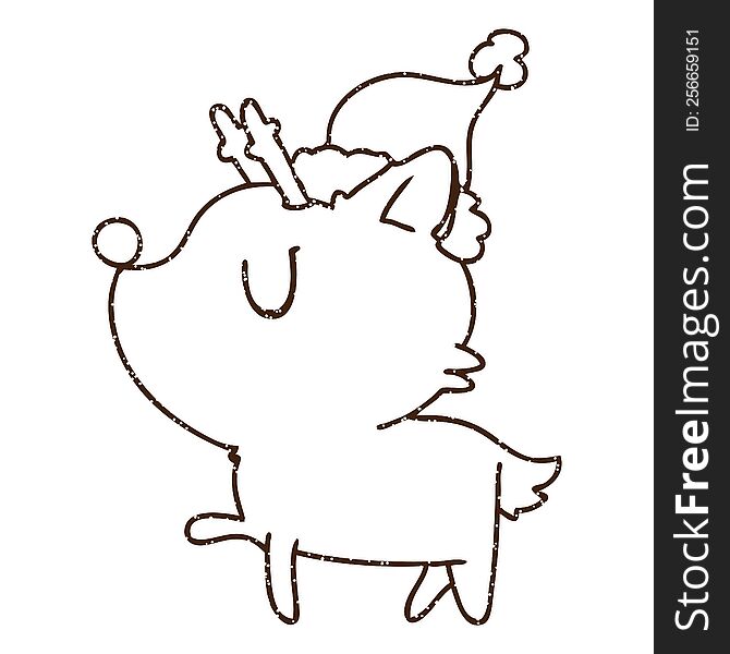 Christmas Reindeer Charcoal Drawing