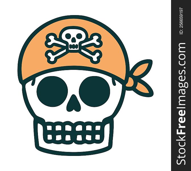 iconic tattoo style image of a pirate skull. iconic tattoo style image of a pirate skull
