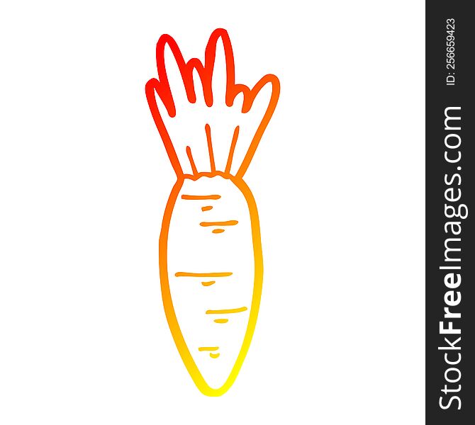 warm gradient line drawing of a cartoon carrot