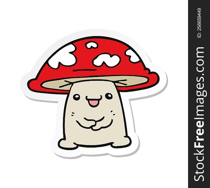 Sticker Of A Cartoon Mushroom Character
