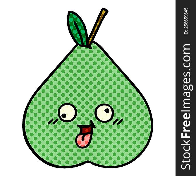 comic book style cartoon green pear